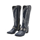 Men Western Cowboy Cosplay Shoes Wide Calf Knee High Embroidered Cowgirl Boots - AwwwCos