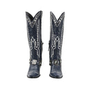 Men Western Cowboy Cosplay Shoes Wide Calf Knee High Embroidered Cowgirl Boots - AwwwCos