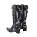 Men Western Cowboy Cosplay Shoes Wide Calf Knee High Embroidered Cowgirl Boots - AwwwCos