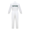 Men Women Golf Caddie Costume White Jumpsuit With Green Cap Couple Outfit