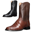 Men Wooden Sole Cowboy Flat Heel Crocodile Pattern Shoes Knight Boots - AwwwCos