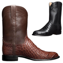 Men Wooden Sole Cowboy Flat Heel Crocodile Pattern Shoes Knight Boots - AwwwCos