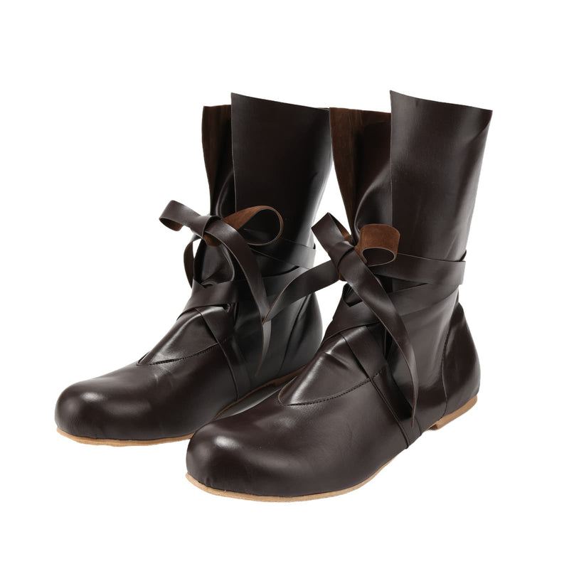 Men Renaissance Cosplay Boots Lace Up Vintage Viking Pirate Tied Shoes - AwwwCos