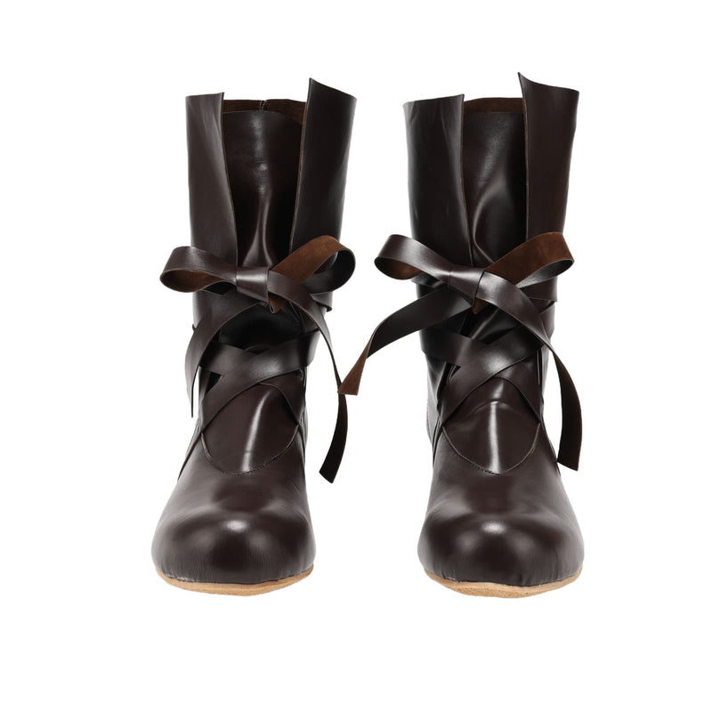 Men Renaissance Cosplay Boots Lace Up Vintage Viking Pirate Tied Shoes - AwwwCos