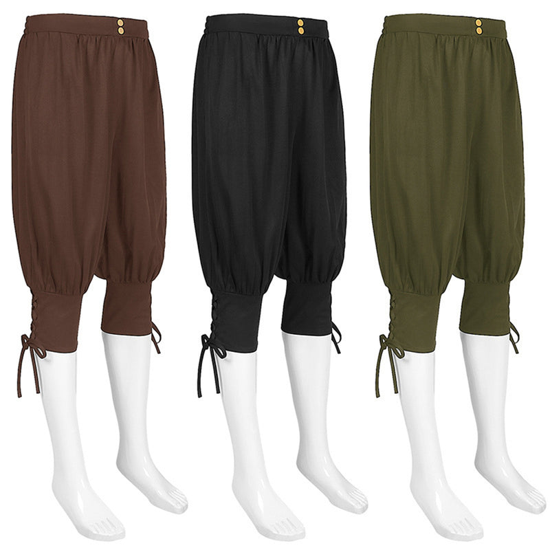 Men Spring Summer Autumn Ankle Banded Medieval Viking Navigator Pants