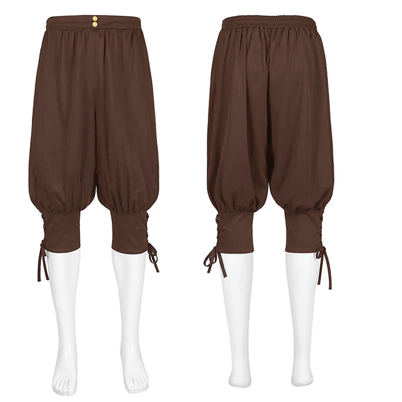 Men Spring Summer Autumn Ankle Banded Medieval Viking Navigator Pants