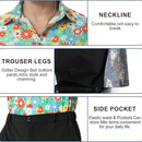 Men's 70 S Disco Bright Shirt Flared Pants Two-piece Set With Necklace - AwwwCos