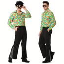 Men's 70 S Disco Bright Shirt Flared Pants Two-piece Set With Necklace - AwwwCos