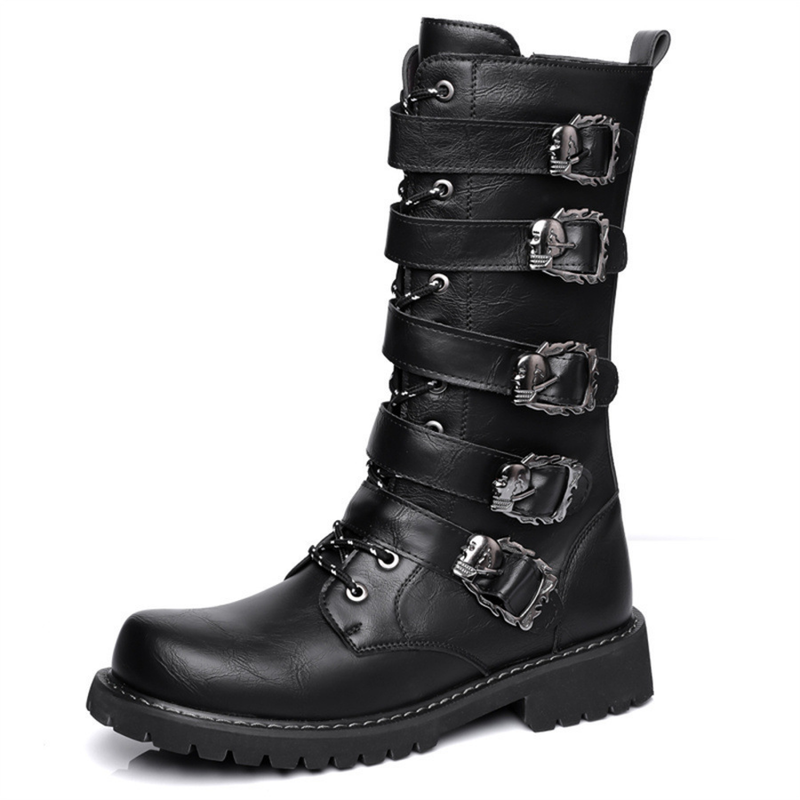 Men's High-top Big-head black Bandage Shoes Knight Boots