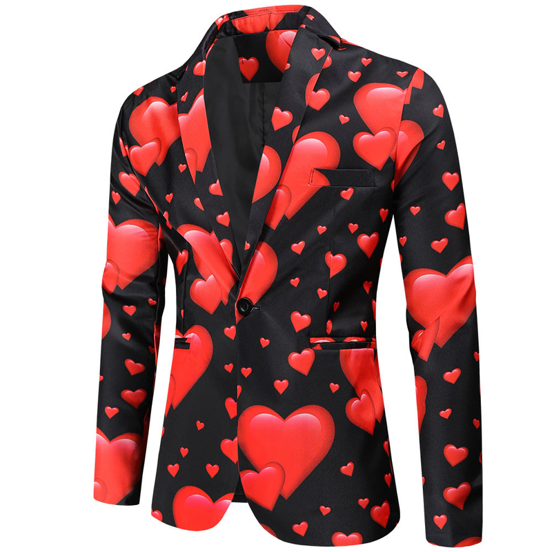 Men's Tuxedo Jacket for Valentine's Day Sweet Heart Printed Jacket