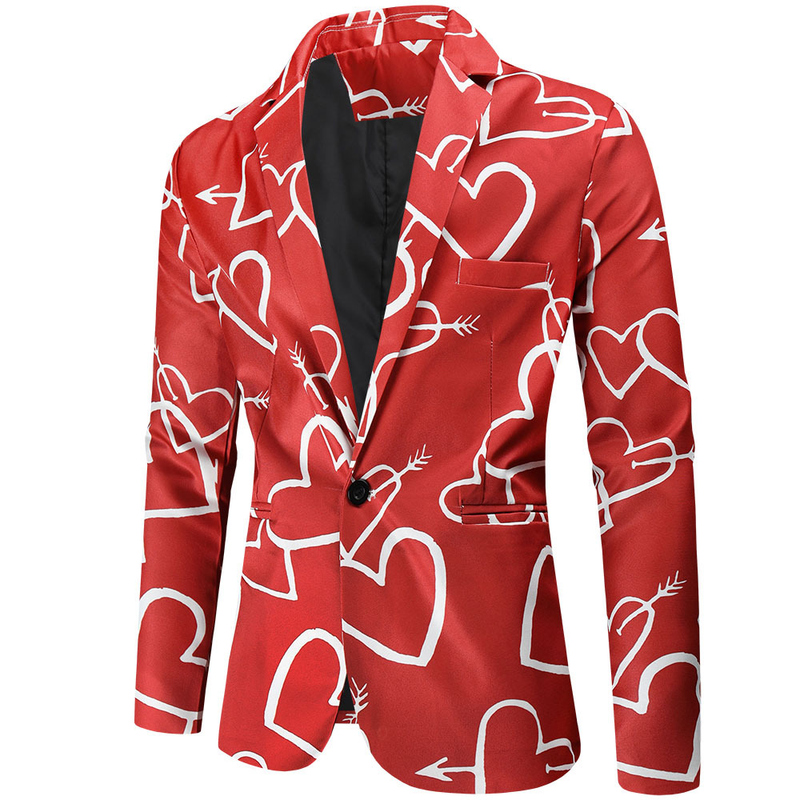 Men's Tuxedo Jacket for Valentine's Day Sweet Heart Printed Jacket