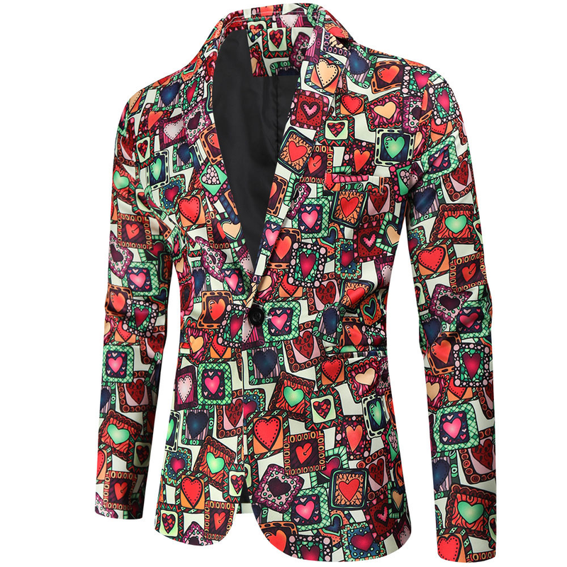 Men's Tuxedo Jacket for Valentine's Day Sweet Heart Printed Jacket