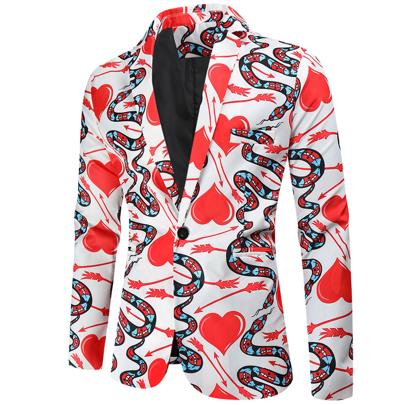 Men's Tuxedo Jacket for Valentine's Day Sweet Heart Printed Jacket