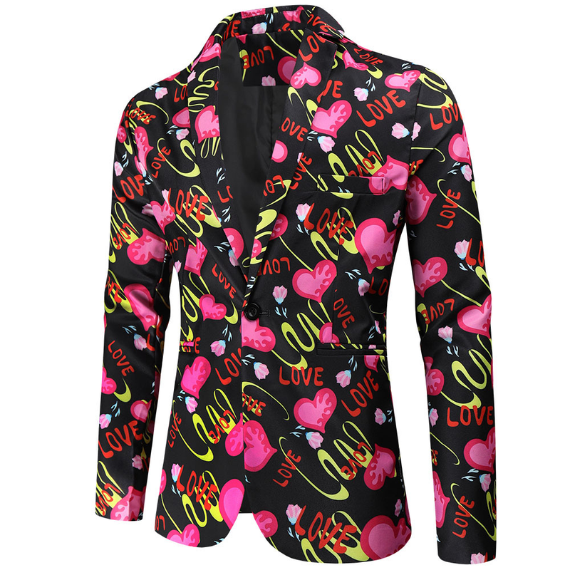 Men's Tuxedo Jacket for Valentine's Day Sweet Heart Printed Jacket