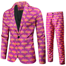 Men's Valentine's Day Slim Fit Suit 2 Piece One Button Jackets Pants