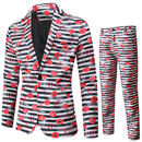 Men's Valentine's Day Slim Fit Suit 2 Piece One Button Printed Uniform - AwwwCos