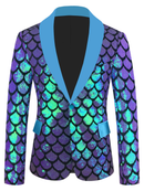 Men's Velvet Flip Fish Scale Sequin Dress Yolo Collar Color Jacket - AwwwCos