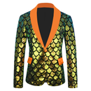 Men's Velvet Flip Fish Scale Sequin Dress Yolo Collar Color Jacket - AwwwCos