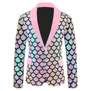Men's Velvet Flip Fish Scale Sequin Dress Yolo Collar Color Jacket - AwwwCos