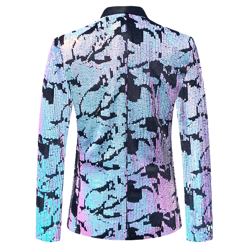 Men's Velvet Sequin Suit Host Male Singer Gradient Dress Suit Jacket