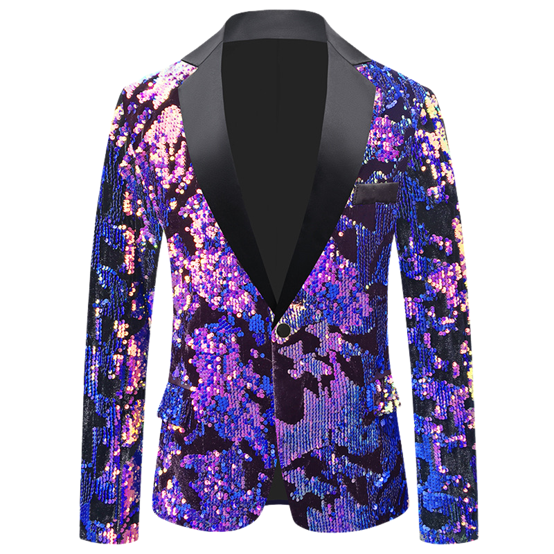 Men's Velvet Sequin Suit Host Male Singer Gradient Dress Suit Jacket