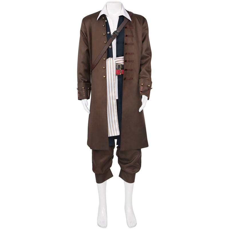 Men Jack Sparrow Cosplay Costume Jackie Captain Khaki Pirate Uniform