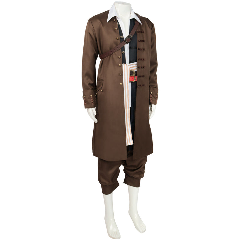 Men Jack Sparrow Cosplay Costume Jackie Captain Khaki Pirate Uniform