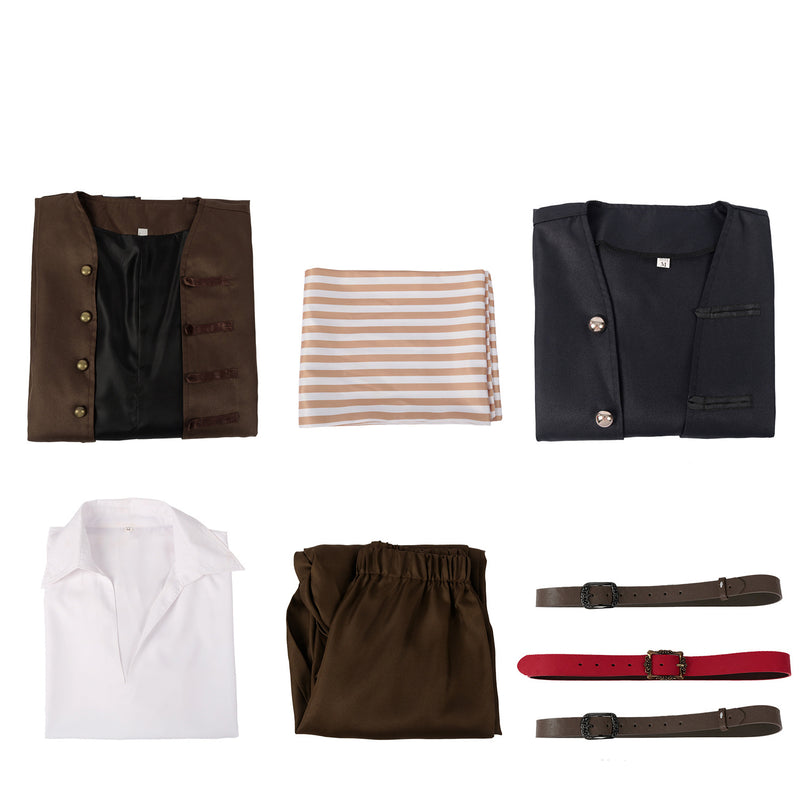 Men Jack Sparrow Cosplay Costume Jackie Captain Khaki Pirate Uniform