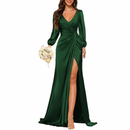 Mermaid Satin Bridesmaid Gown High Slit Formal Party Dress - AwwwCos