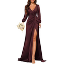 Mermaid Satin Bridesmaid Gown High Slit Formal Party Dress - AwwwCos