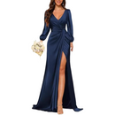 Mermaid Satin Bridesmaid Gown High Slit Formal Party Dress - AwwwCos