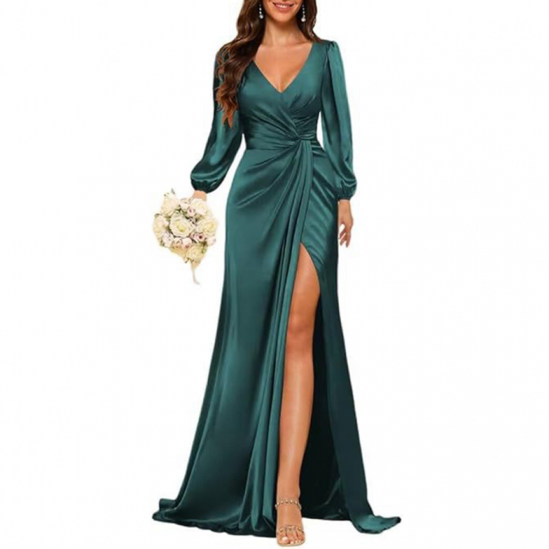 Mermaid Satin Bridesmaid Gown Lace Up Formal Party Dress