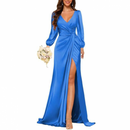 Mermaid Satin Bridesmaid Gown Long Sleeve Formal Party Dress - AwwwCos