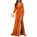 Mermaid Satin Bridesmaid Gown Long Sleeve Formal Party Dress - AwwwCos