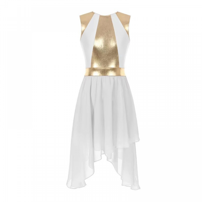 Metallic Shiny Dance Dress Liturgical Lyrical Worship Color Block Praisewear