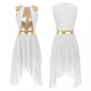 Metallic Shiny Dance Dress Liturgical Lyrical Worship Color Block Praisewear