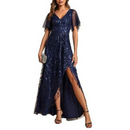 Mother of The Bride Gown for Wedding Sequin Sparkly Evening Dress - AwwwCos