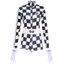 Motorcycle Plaid Jumpsuit Nightclub DS Suit Cheerleading Cosplay Costume - AwwwCos