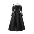 Movie BeetleJuice Delores Cosplay Costume Puff Sleeve Black Dress - AwwwCos