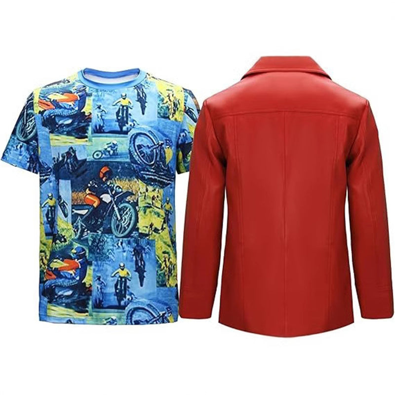 Movie Fight Club Tyler Durden Cosplay Costume Coat T-shirt Glasses