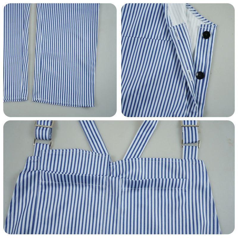 Movie Modern Times The Tramp Cosplay Costume Striped jumpsuit - AwwwCos