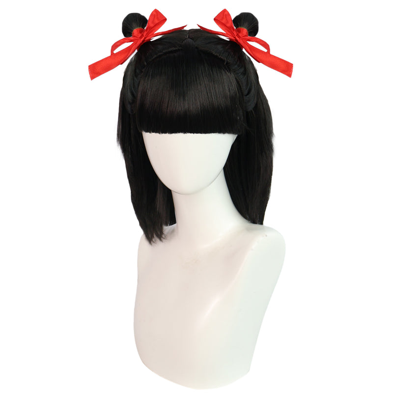 Movie Ne Zha Black Hair Aorun Cosplay Wig with Loong Horn