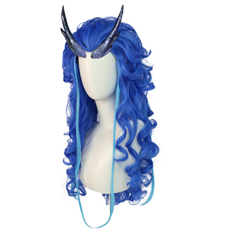 Movie Ne Zha Black Hair Aorun Cosplay Wig with Loong Horn