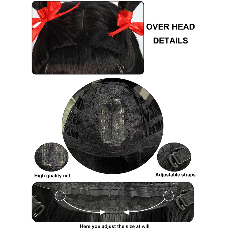 Movie Ne Zha Black Hair Aorun Cosplay Wig with Loong Horn
