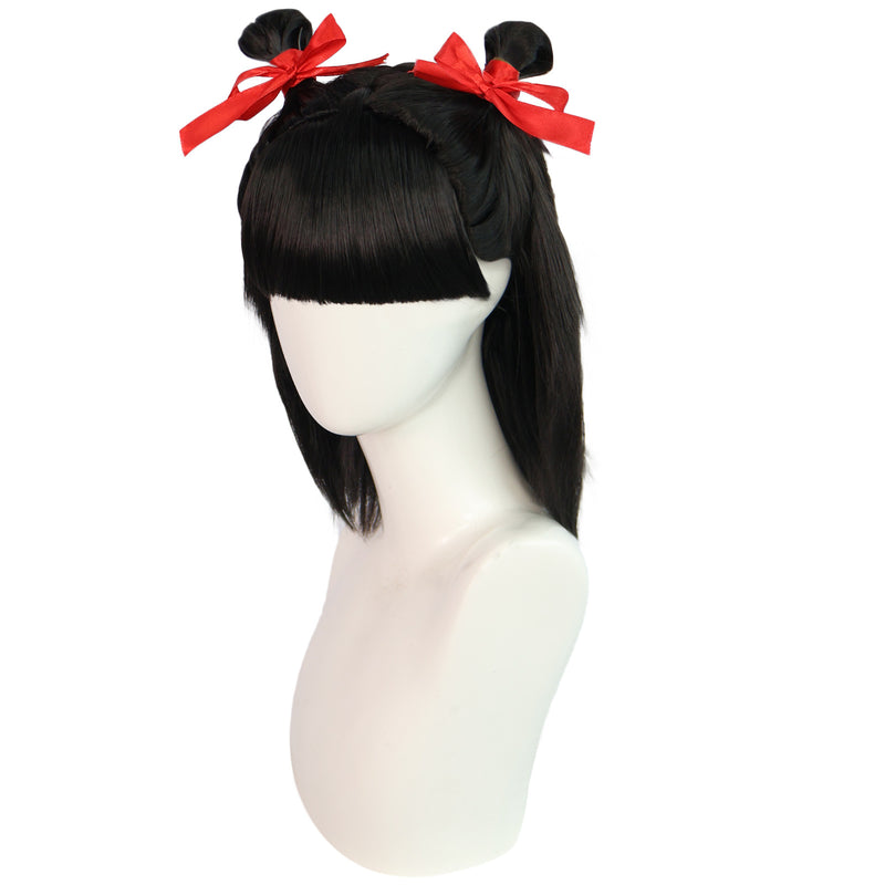Movie Ne Zha Black Hair Aorun Cosplay Wig with Loong Horn