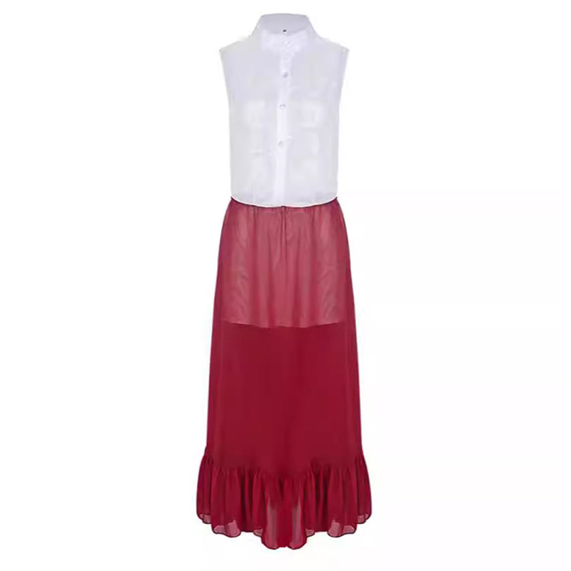 Movie Poor Things Bella Baxter Cosplay Costume Top Red Ruffles Skirt