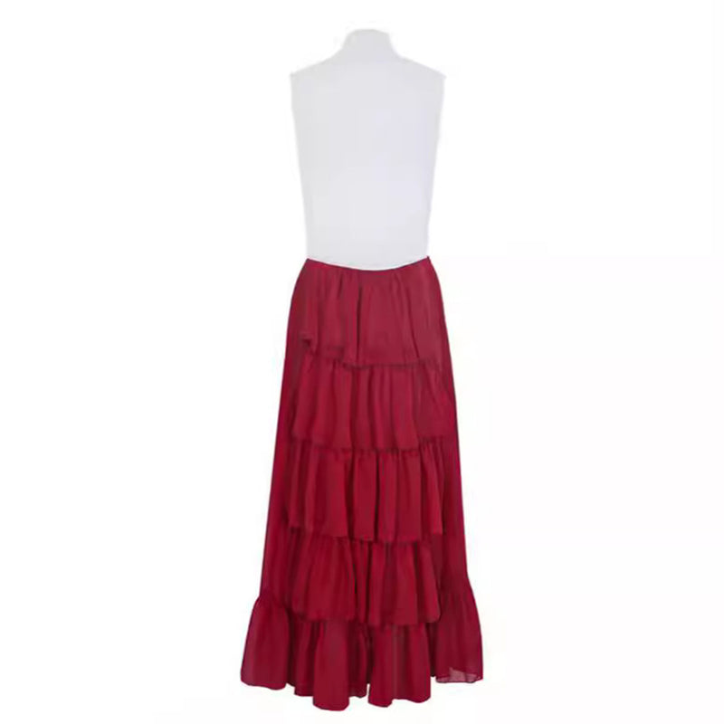 Movie Poor Things Bella Baxter Cosplay Costume Top Red Ruffles Skirt