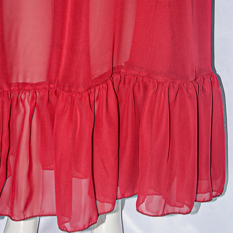 Movie Poor Things Bella Baxter Cosplay Costume Top Red Ruffles Skirt