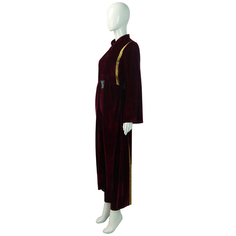 Movie Star Wars Amidala Cosplay Costume Burgundy Velvet Dress