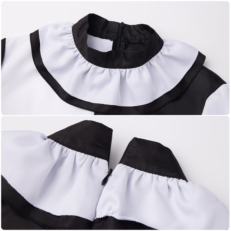 Movie Terrifier Clown Cosplay Costume Black and White Patchwork Jumpsuit Funny Horror Uniform
